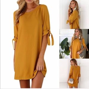 Straight Silhouette Mustard Color Dress